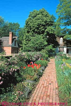 Stock Photo #6869: keywords -  brick colonial cultivate cultivated cultivating garden gardening gardens grow growing grown growth historic history landscape landscaped landscaping path plant plants residence residential spring summer tradition traditional vert virginia walk walkway williamsburg