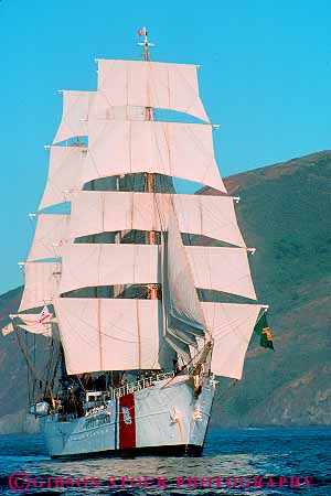 Stock Photo #11572: keywords -  americana bay big california coast eagle franciso guard mast masts sail sailing sails san ship ships vert white wind