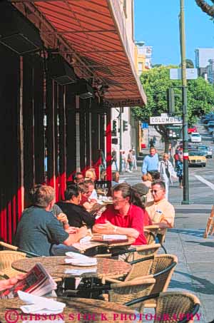 Stock Photo #10673: keywords -  beach cafe cafes california cities city community dine dining district francisco men neighborhood north outdoor outside relax relaxing restaurant ristorante san sit social sunny sunshine tavolino vert