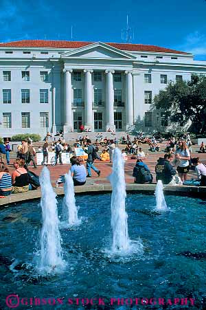 Stock Photo #17897: keywords -  berkeley building buildings california campus campuses college colleges education fountain higher learning of people person plaza sproul student students universities university vert water