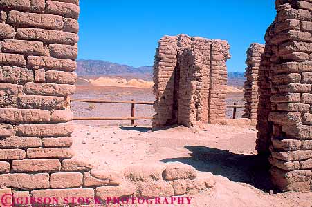 Stock Photo #12277: keywords -  abandon abandoned adobe arid brick bricks building buildings california climate climatology death desert deserts dry habitat horz hot national park parks remains ruin ruins sunny valley valleys warm weathered