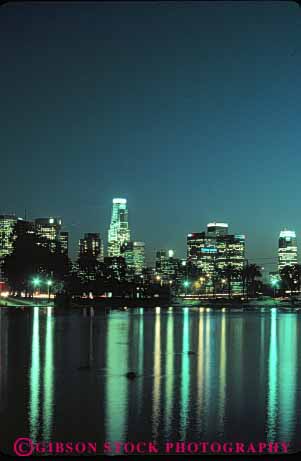 Stock Photo #7810: keywords -  america american angeles architecture building buildings business california center cities city cityscape cityscapes dark downtown dusk echo evening high lake lights los modern new night office park pond reflection rise skyline skylines urban usa vert