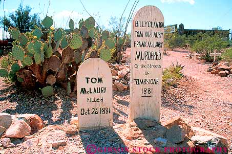 Stock Photo #17849: keywords -  arizona cemetaries cemetary famous grave graves gunfighter headstone headstones historic horz landmark old tombstone town towns west western