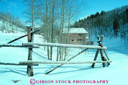 Stock Photo #18697: keywords -  cold colorado fence home horz house landscape mountain mountains natural nature rail ranch ranches region rockies rocky scenery scenic season snow state vail wild wilderness winter