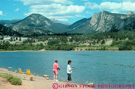 Stock Photo #18748: keywords -  activites activity colorado estes fishes fishing horz lake lakes mountain mountains park people person recreation region rockies rocky sport state water