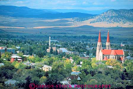 Stock Photo #18536: keywords -  church churches elevate elevated helena horz landscape montana mountain overhead overview overviews panorama region rocky state town towns viewpoint