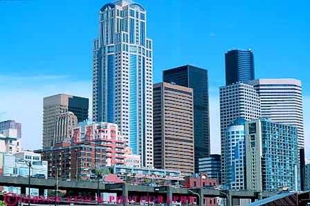 Stock Photo #17975: keywords -  architecture building buildings business center centers cities city cityscape cityscapes commercial district downtown high horz modern needle northwest office offices rise seattle skyline skylines space state urban washington