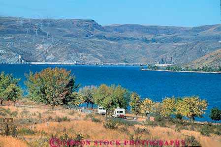 Stock Photo #18462: keywords -  above area areas camp camper campers campground campgrounds camping camps columbia coulee dam grand horz lake lakes national northwest park parks public recreation region river roosevelt rv rvs shore state trailer washington water