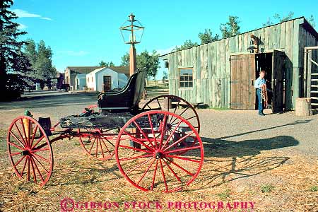 Stock Photo #18638: keywords -  attraction buggies buggy building buildings frontier historic horz laramie old park reconstruct reconstructed restored spoke spoked spokes territorial tourist town towns vintage wagon west western wheel wheels wood wooden wyoming