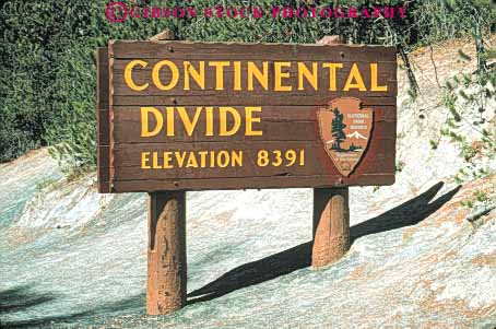 Stock Photo #10980: keywords -  continental divide elevate elevated elevation horz information informative national park parks preserve public reserve sign signs usa wood wooden wyoming yellowstone