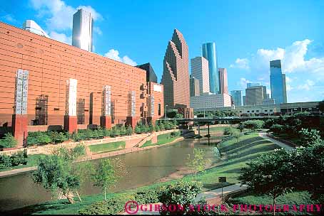 Stock Photo #17402: keywords -  bayou buffalo buildings cities city cityscape cityscapes downtown green highrise horz houston office outdoor outdoors outside skyline skylines texas urban