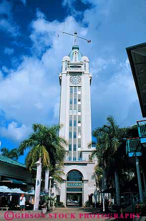 Stock Photo #13110: keywords -  aloha deck hawaii hawaiian high honolulu landmark landmarks oahu observation tall tower towers tropical vert