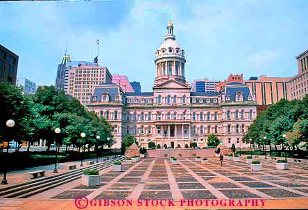 Stock Photo #18129: keywords -  architecture baltimore building business center centers cities city district dome domes downtown government hall halls horz landmark maryland plaza public residential traditional urban