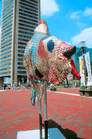 Stock Photo #18146: keywords -  art baltimore fish harbor inner maryland municipal park parks public sculpture sculptures sparkling vert