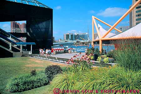 Stock Photo #18153: keywords -  aquarium aquariums baltimore building display displays entrance exterior grounds horz inside interior landscape landscaped maryland national outside person public