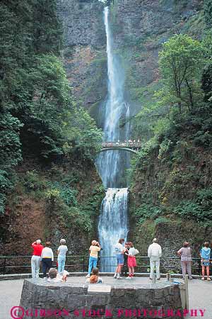 Stock Photo #13345: keywords -  attraction bridge bridges columbia falls famous gorge gravity high in landmark landmarks multnomah natural nature northwest oregon people river rivers tall tourist tourists travelers vert waterfall waterfalls