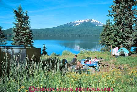 Stock Photo #18368: keywords -  camp camper campers campground campgrounds camping camps campsite campsites cascade cascades diamond horz lake lakes mountain mountains northwest oregon people person recreation summer tent tents vacation vacationing water