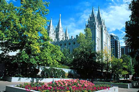 Stock Photo #12679: keywords -  architecture building church churches city day horz lake latter mormon saints salt steeple steeples temple tower towers utah