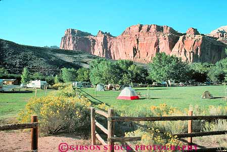 Stock Photo #18879: keywords -  camp camper campers campground campgrounds camping camps capitol horz landscape national park parks public recreation redrock reef sandstone scenery scenic southwest tent tents utah west western