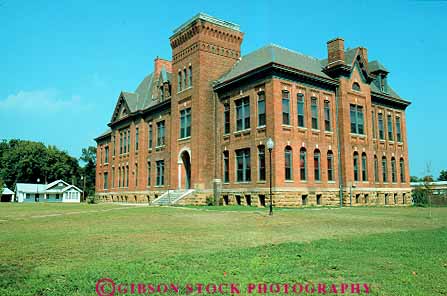 Stock Photo #18034: keywords -  architecture arkansas belle brick building district ft. grove historic horz houses national old school schools site smith square vintage