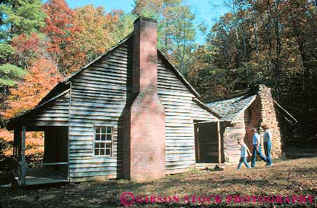 People Visit Historic Cabin Great Smoky Mountains National Park