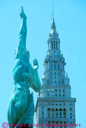 Stock Photo #11976: keywords -  and building buildings cities city cleveland downtown fountain memorial metal ohio plaza reach reaching sculpture sculptures tall terminal tower urban vert