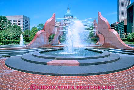 Stock Photo #18020: keywords -  brick building buildings business capitol capitols center centers circle circles circular cities city commercial concentric district downtown fountain fountains horz indiana indianapolis landscape near park parks pattern patterns plaza plazas public round state urban water