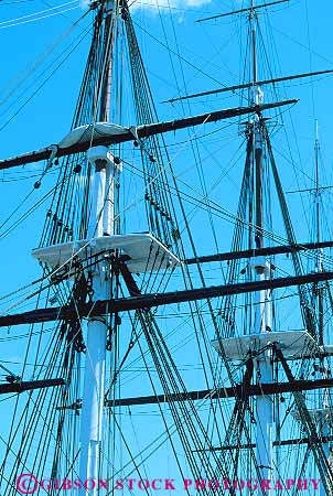 Stock Photo #12451: keywords -  american boat boats boston constitution historic history ironsides line massachusetts mast masts navy of old rigging rope sail ship ships uss vert vintage