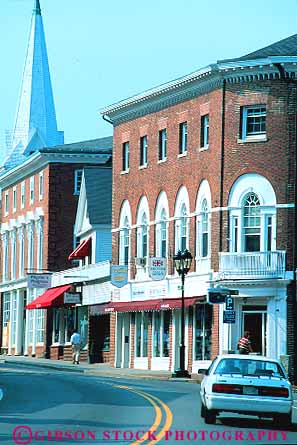 Stock Photo #14404: keywords -  american brick building buildings business businesses district districts downtown england historic history massachusetts neighborhood new office offices old plymouth region store stores street streets vert vintage