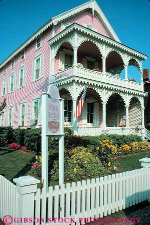 Stock Photo #14517: keywords -  architecture building buildings cape coast coastal color colorful destination fence fences house houses jersey may new picket pink resort resorts seashore shore shoreline summer town towns travel vacation vert victorian victorians