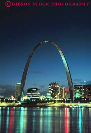 Stock Photo #7749: keywords -  america american arch arches architecture building buildings business center cities city cityscape cityscapes curve dark downtown dusk evening gateway lighting lights louis metal missouri modern night saint skyline skylines st st. steel tall urban usa vert