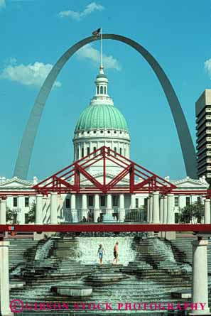 Stock Photo #7754: keywords -  america american arch architecture building buildings business center cities city cityscape cityscapes downtown fountain gateway louis memorial missouri modern people plaza saint skyline skylines st st. symmetrical symmetry tall urban usa vert water