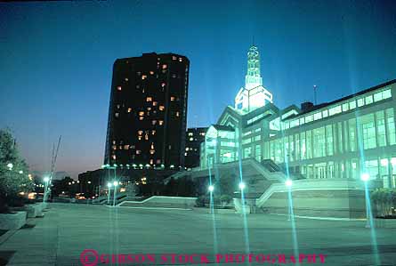 Stock Photo #15194: keywords -  alabama architecture building buildings center centers convention dark design downtown dusk evening horz lighting lights mobile modern municipal new public region south southern style tower