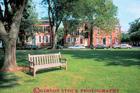 Stock Photo #18166: keywords -  around bench brick building buildings calm classic delaware dover grass green horz houses in lawn old park parks peaceful plaza plazas public quiet serene vintage wood