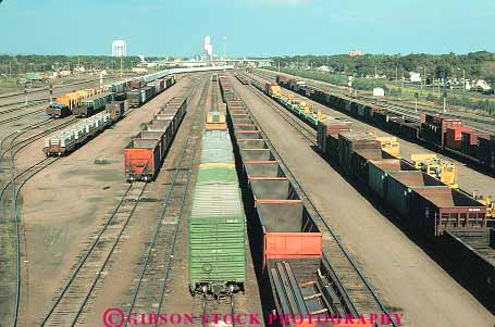 Stock Photo #15379: keywords -  box car cars elevate elevated freight great horz industry nebraska north overhead overview plain plains platte railroad railroading railroads region state switching track tracks train trains transportation view yard