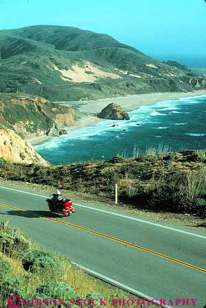 Stock Photo #15801: keywords -  big california coast coastal drive driver drives driving highway highways hwy landscape motorcycle motorcycles one road roads scenery scenic seashore shore shoreline street streets sur travel traveling vehicle vert