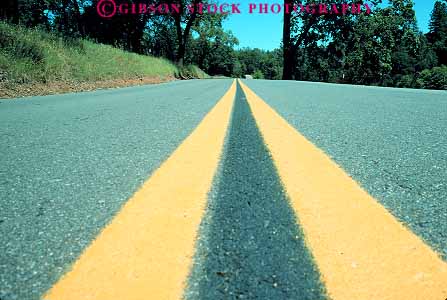 Stock Photo #16096: keywords -  closeup double highway highways horz hwy landscape line linear lines parallel pavement road roads route routes scenery scenic straight street streets transport transportation travel yellow