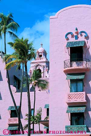 Stock Photo #16380: keywords -  architectural architecture art beach bright building buildings color colors deco design designed designs hawaii hawaiian hotel hotels paint painted pastel pastels pink royal style styled styles vert waikiki