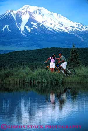 Stock Photo #2838: keywords -  affection alone bicycle bike california couple exercise fitness fun husband intimate mount mountain play private reflection released share shasta solitude summer sun sunshine together travel vert water wife