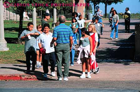 Stock Photo #4301: keywords -  adolescent balboa boy boys child children class educate education elementary ethnic field fifth girl girls grade group horz learn minority mixed park race school students study summer together trip young youth