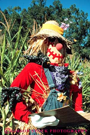 Stock Photo #4567: keywords -  art artificial artistic character corn fake farm field hat immitation person scarecrow stuffed vert woman